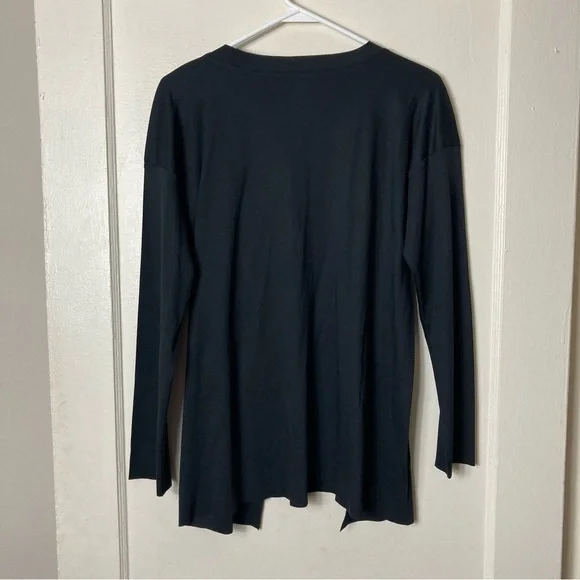 Planet by Lauren G black cut out front long sleeve top OS pima cotton - Picture 7 of 9